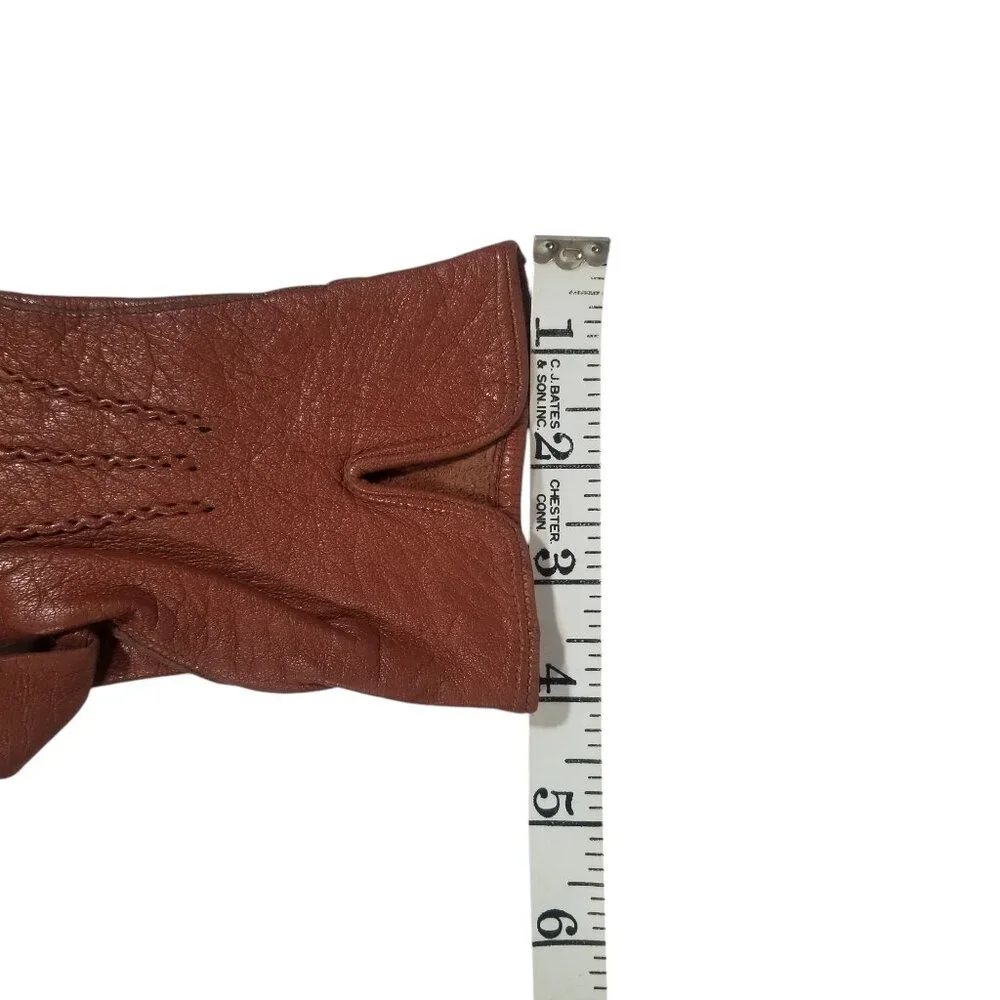 Vintage Leather Driving Gloves Soft Amber Kid Wrist Length Size 7